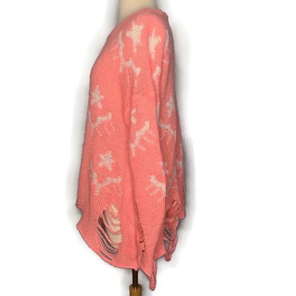 Wildfox White Label Pink Loose Knit Pullover Oversized Star Bright Sweater XS - Picture 5 of 9